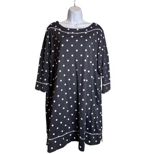 Lands End Womens Polka Dot‎ Shift Dress Sz 2X Coastal Preppy Flowy Nantucket